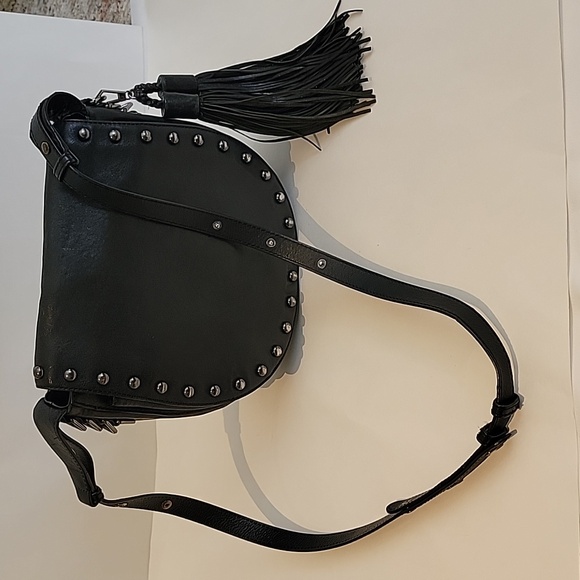 Black Studded Leather Crossbody Bag - Picture 9 of 13